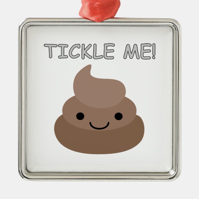 Cute Tickle Me Poop Emoji Metal Ornament (Front)