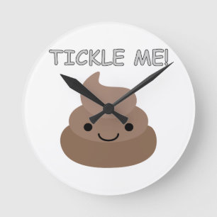 Cute Tickle Me Poop Emoji Round Clock
