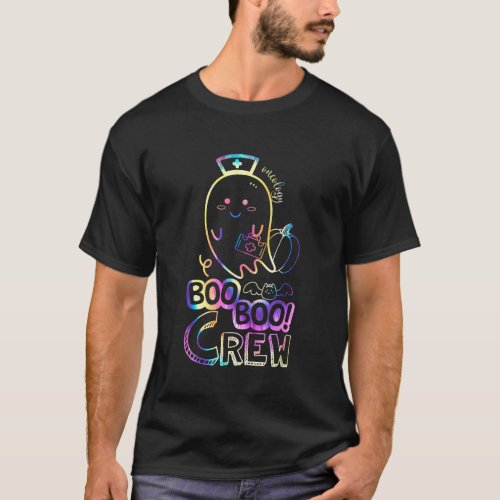 Cute Tie Dye Boo Boo Crew Halloween Ghost Oncology T_Shirt
