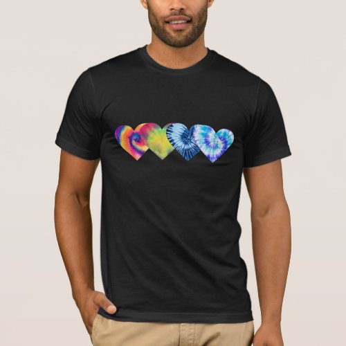 Cute Tie Dye Hearts Valentines Day T_Shirt
