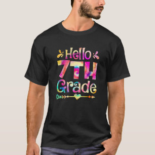 Cute Tie Dye Hello 7th Grade Back To School First  T-Shirt
