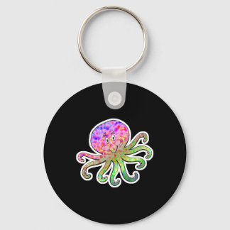 cute tie dye octopus keychain
