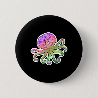 cute tie dye octopus pinback button