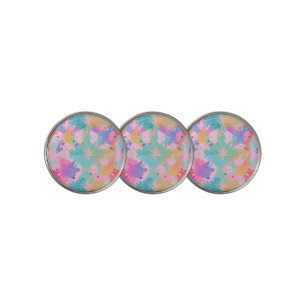 Cute Tie-Dye Stamp Pink Rainbow Flower Pattern Golf Ball Marker