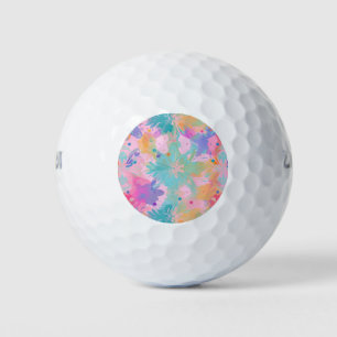 Cute Tie-Dye Stamp Pink Rainbow Flower Pattern Golf Balls