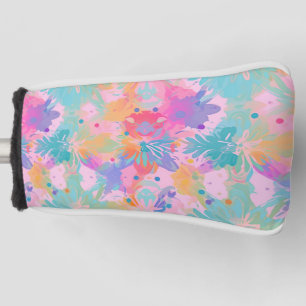 Cute Tie-Dye Stamp Pink Rainbow Flower Pattern Golf Head Cover