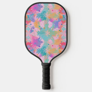 Cute Tie-Dye Stamp Pink Rainbow Flower Pattern Pickleball Paddle