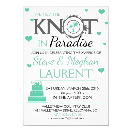 Cute Tied The Knot In Paradise Beach Wedding Invitation Zazzle Com