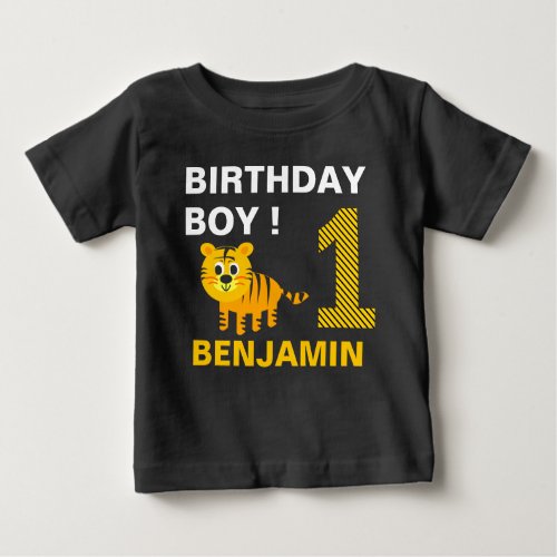 Cute Tiger 1st First Birthday Party Baby T_Shirt