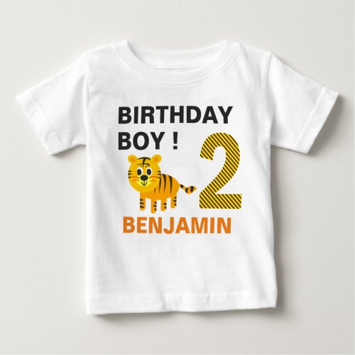 Cute Tiger 2nd Second Birthday Party Baby T_Shirt