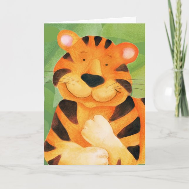 Cute Tiger art kids Birthday Card (Front)