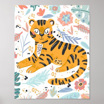 Cute Tiger Art Poster by lilanab2 at Zazzle
