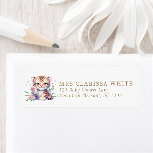 Cute Tiger Baby Shower Return Address Label