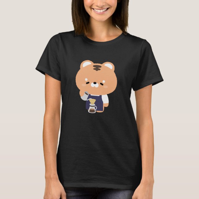 Cute Tiger Barista T-Shirt (Front)