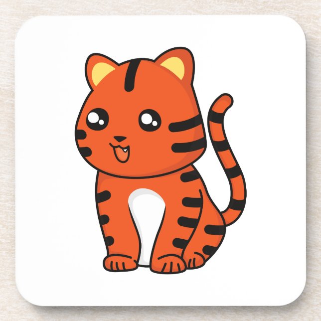Cute Tiger Beverage Coaster (Front)