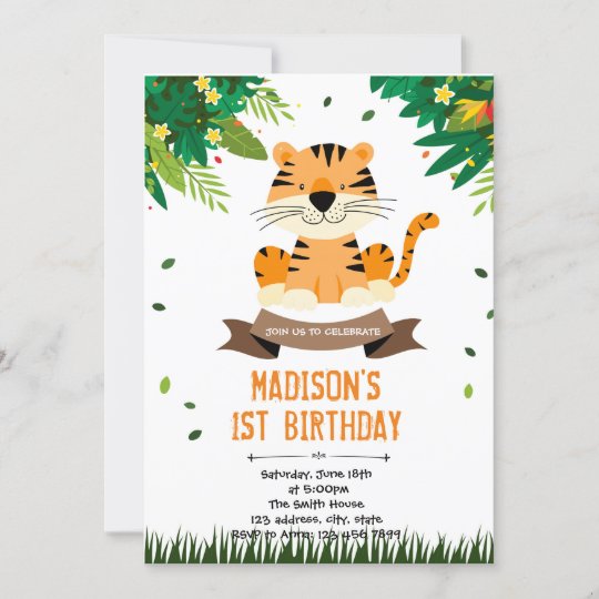 Cute tiger birthday invitation | Zazzle.com