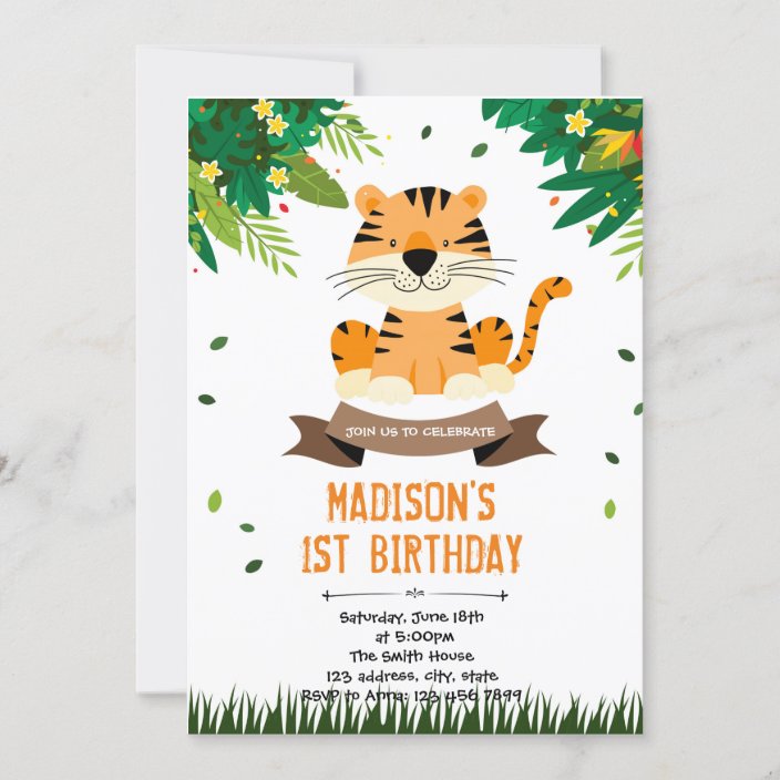 Cute tiger birthday invitation | Zazzle.com