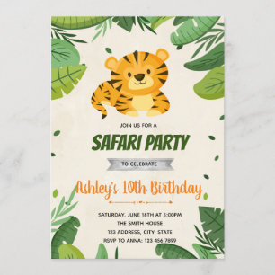 Cute tiger birthday party invitation