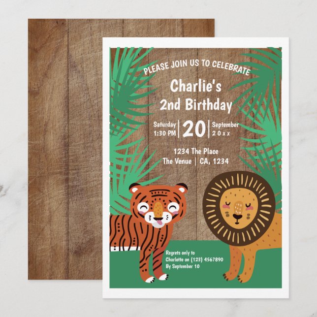 Cute Tiger Birthday Party Personalized Invitation (Front/Back)