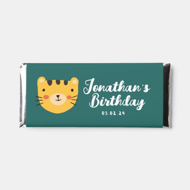 Cute Tiger Boy  Birthday  Hershey Bar Favors (Front)