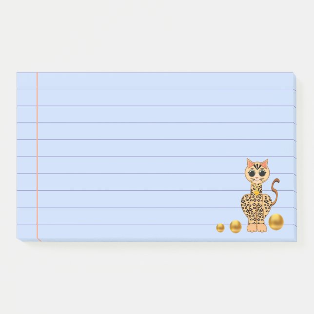 Cute Tiger Cat & Golden Confetti Post-it Notes (Front)