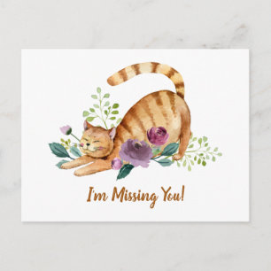 Cute Tiger Cat Missing You Postcard