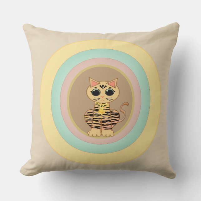 Cute Tiger Cat Throw Pillow (Front)