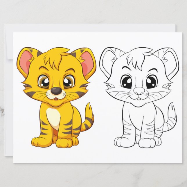 Cute tiger coloring page (Front)