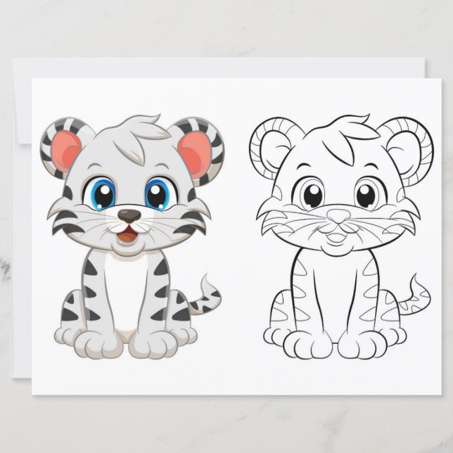 Cute tiger coloring page  (Front)