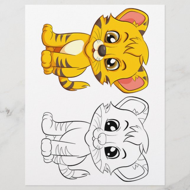 Cute tiger coloring page (Front)