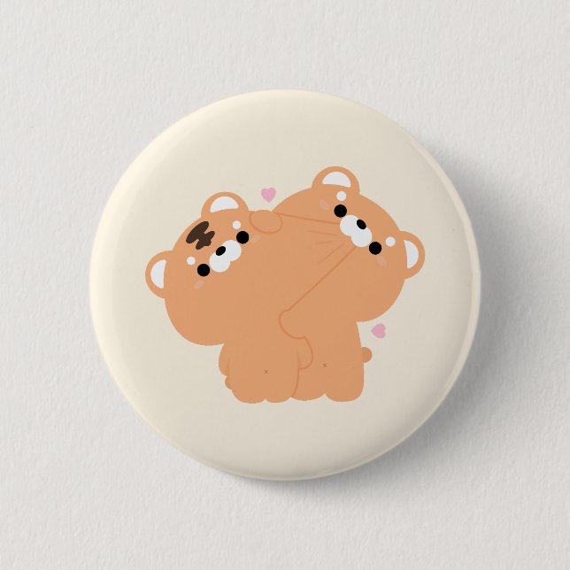 Cute Tiger Couple Button (Front)
