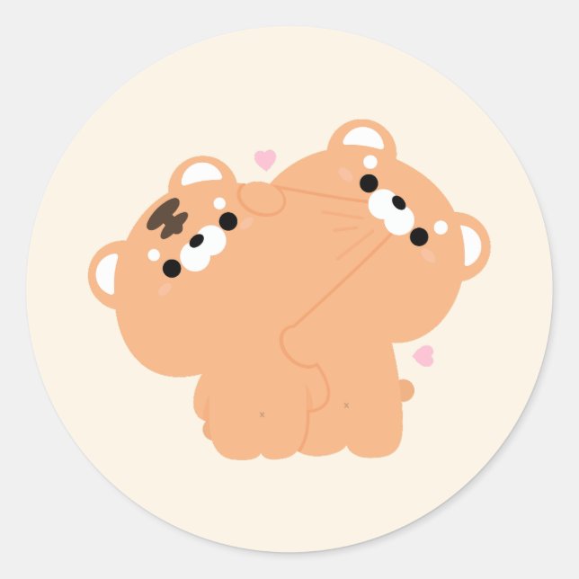 Cute Tiger Couple Classic Round Sticker (Front)