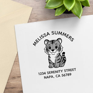 Cute Tiger Cub Arch Address Rubber Stamp