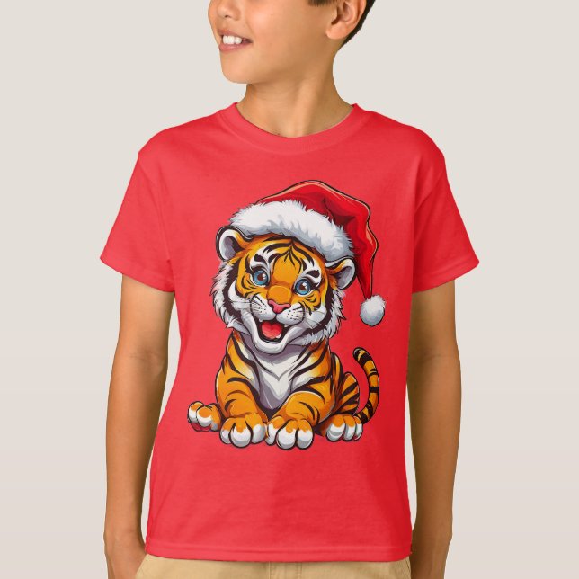 🎁Cute Tiger Cub Christmas T-Shirt Holiday Gift ✨ (Front)