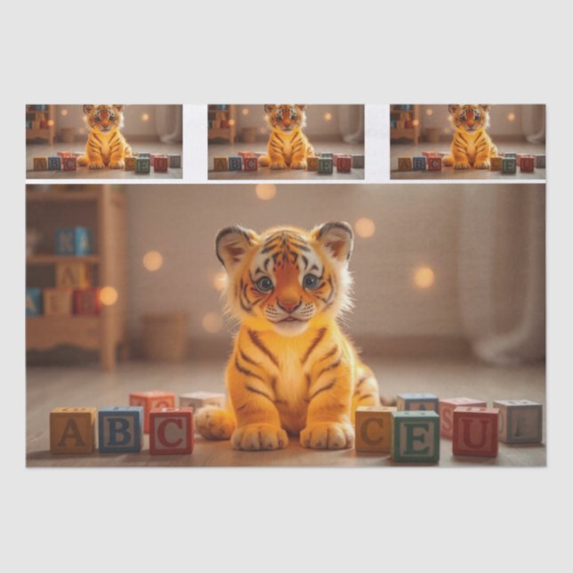 Cute Tiger Cub Decoupage Tissue Paper (Front)
