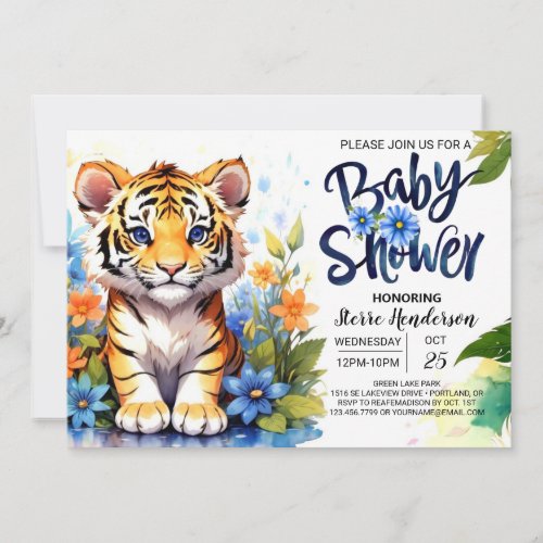 Cute Tiger Cub Delight Baby Shower Invitation
