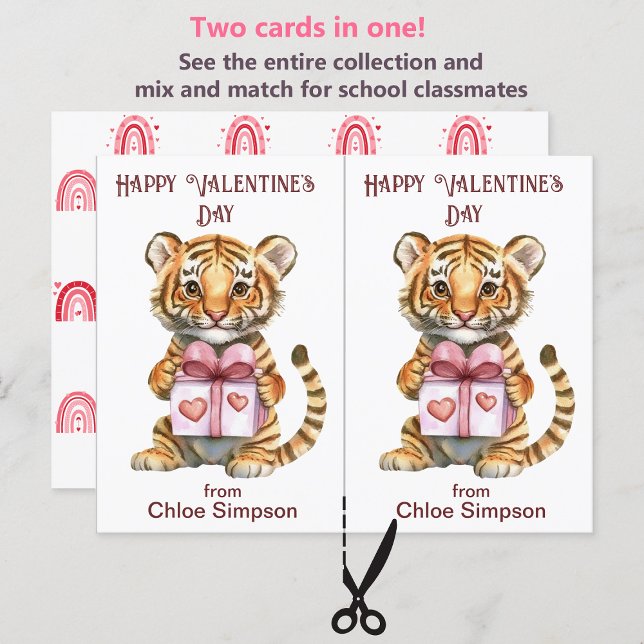 Cute Tiger Cub Kid's Valentine Classroom Card (Creator Uploaded)