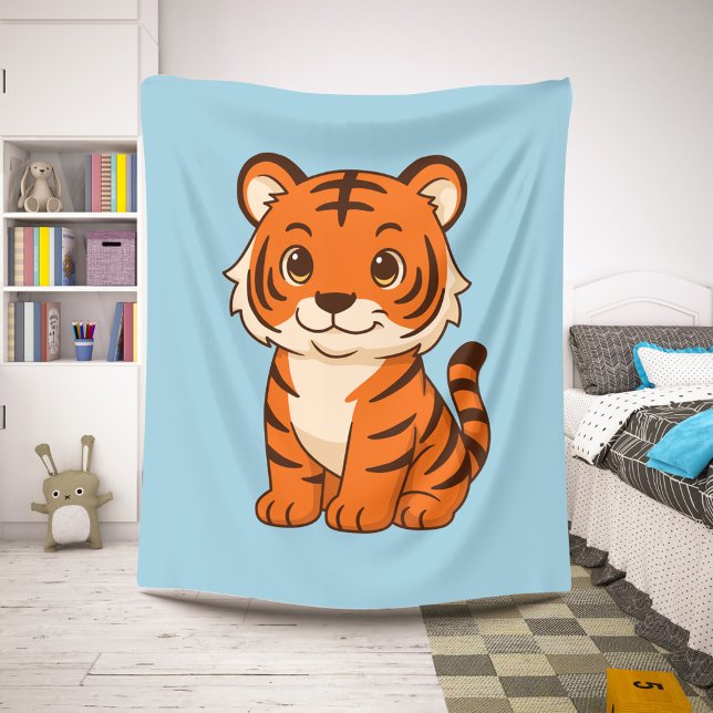 Cute Tiger Cub on Blue Sherpa Blanket (Creator Uploaded)