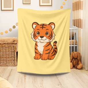 Cute Tiger Cub on Yellow Fleece Blanket