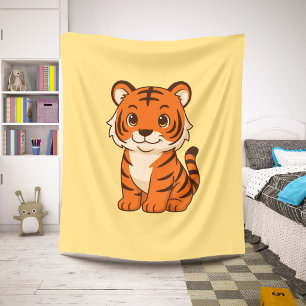 Cute Tiger Cub on Yellow Sherpa Blanket