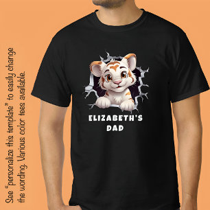Cute Tiger Cub Peeking Out Of Hole White F Party T-Shirt