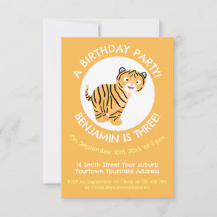 Cute tiger cub personalized cartoon birthday invitation