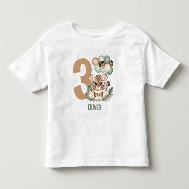 Cute Tiger Cub Wild One Boy Birthday Toddler T-shirt (Front)