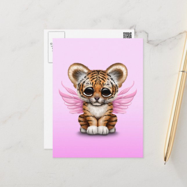 Adorable Baby Tiger Cub on White Postcard