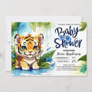 Cute Tiger Cubs Baby Boy Shower Invitation
