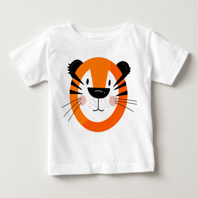 Cute Tiger Face Art Baby T-Shirt (Front)