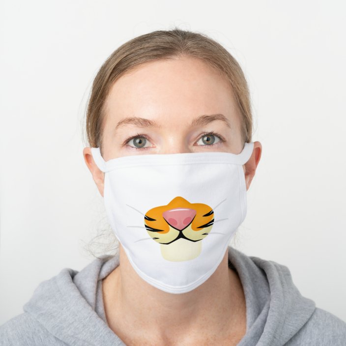 Wallpaper Cute Tiger Face Cartoon Style For Kids White Cotton Face Mask For iPhone