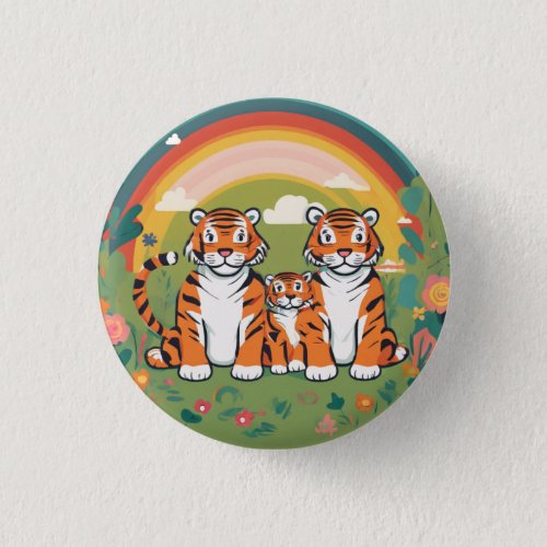 Cute Tiger Family Button