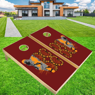 Cute Tiger Head And Wild Animal On Cornhole Set