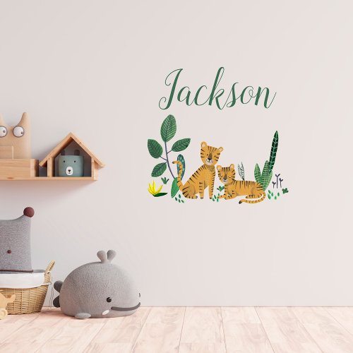 Cute Tiger Jungle Custom Name Nursery Wall Decal